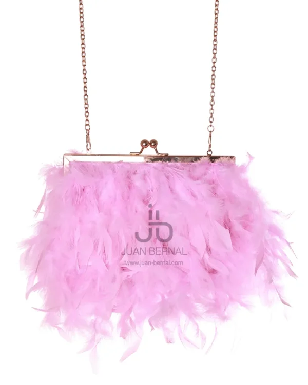 Juan Bernal Clutch^Clutch plumas rectangular chicle