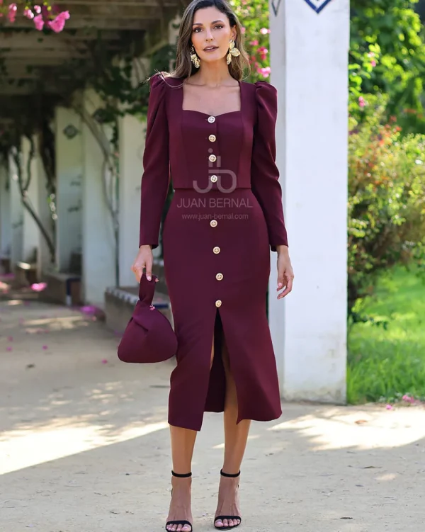 Juan Bernal Vestidos^Falda Dana rojo vino