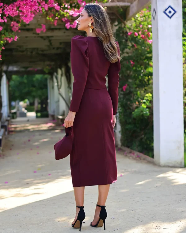 Juan Bernal Vestidos^Falda Dana rojo vino
