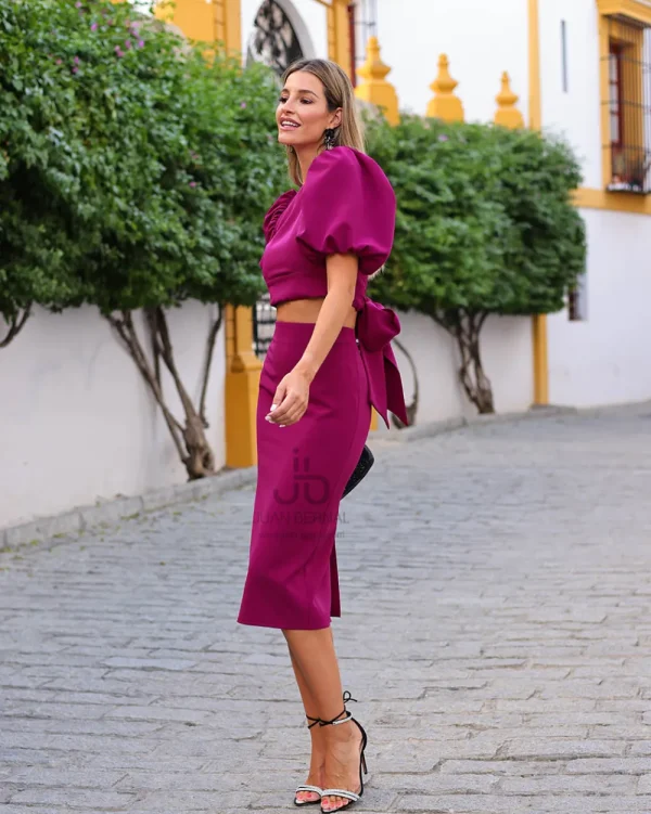 Juan Bernal Vestidos^Falda Paloma berenjena