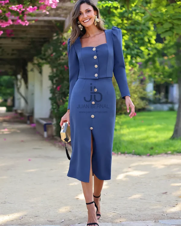 Juan Bernal Vestidos^Top Dana azul
