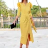 Juan Bernal Vestidos Largos^Vestido Ana mostaza