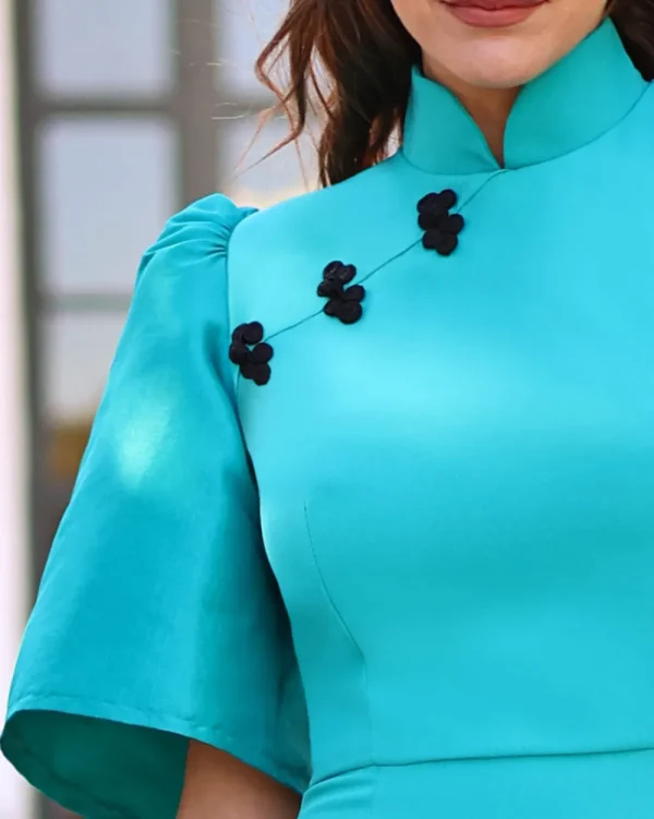 Juan Bernal Vestidos^Vestido Greta verde turquesa